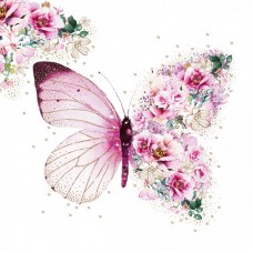 Serviette -  Butterfly Flowers