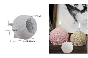 Rose Ball Silicone Candle Mould Medium