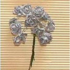 20mm Paper Roses 12p/p SILVER