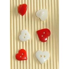 Buttons Hearts Red/White 10gr